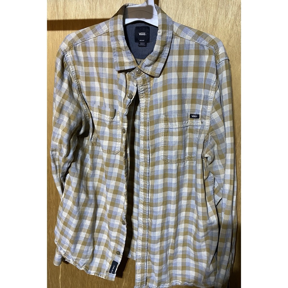 Mens Vans Button Down Shirt Size Medium Slim Fit